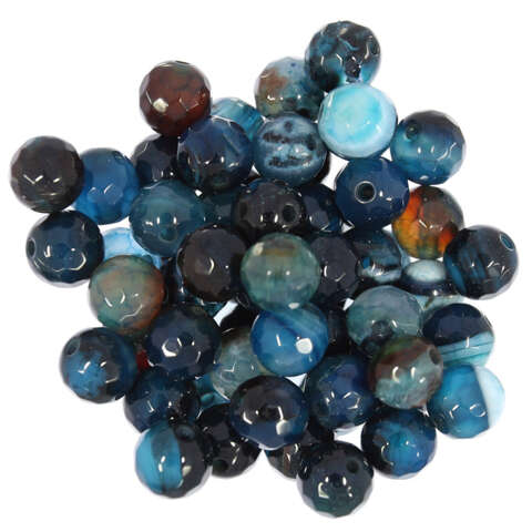 Agat Pasiasty Prussian Blue Kamień Jubilerski Fasetowany kula 6mm